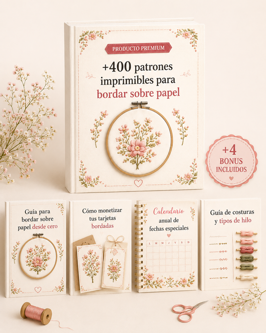 PACK +400 PATRONES PARA BORDEAR PAPEL + 4 GUIAS DE REGALO