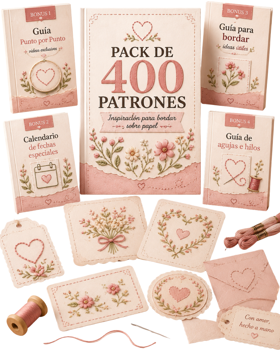 PACK +400 PATRONES PARA BORDEAR PAPEL + 4 GUIAS DE REGALO