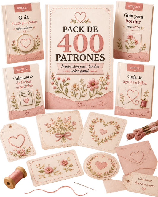 PACK +400 PATRONES PARA BORDEAR PAPEL + 4 GUIAS DE REGALO